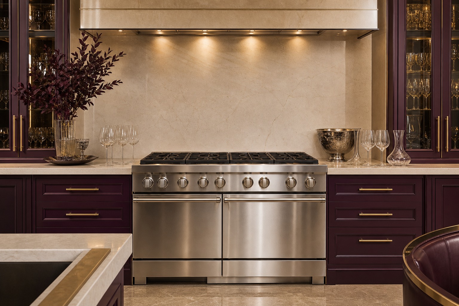Stainless Viking professional range in a Tri-Valley estate kitchen in Pleasanton